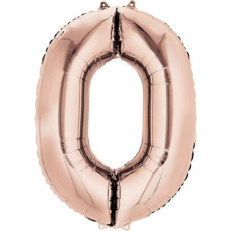 ANAGRAM 35 in. Rose Gold Number 0 Super Shape Foil Balloon 87796